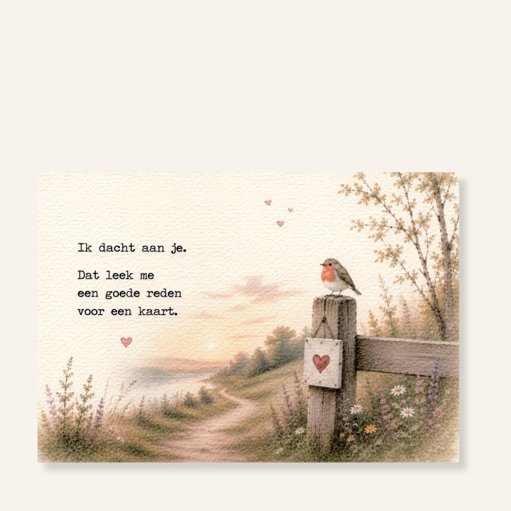 Ansichtkaart Ik dacht aan je | Zomaar een lief kaartje