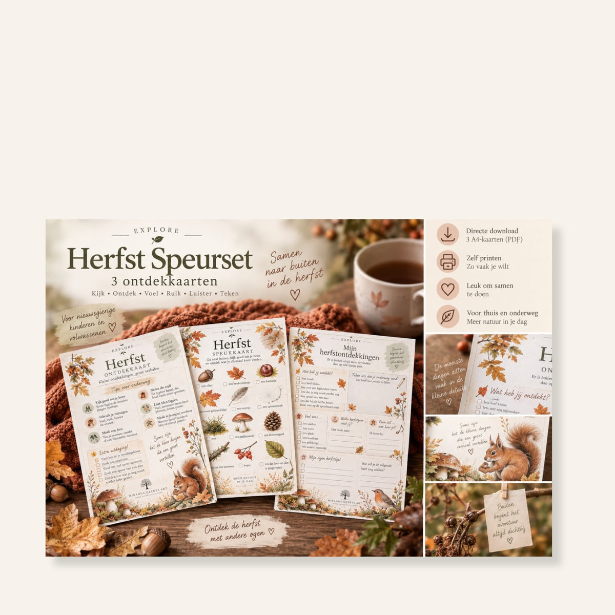 Herfst Speurset | 3 printbare ontdekkaarten voor buiten