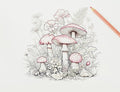 Paddenstoelen kleurpakket met drie printable kleurplaten op A4