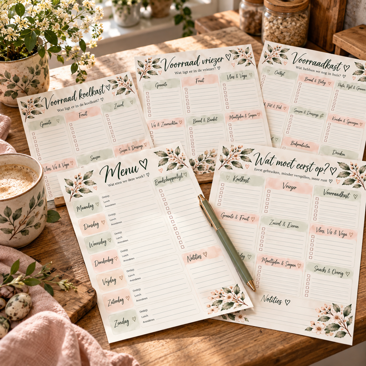 Voorraad & Weekplanner | 6 printbare A4 planners