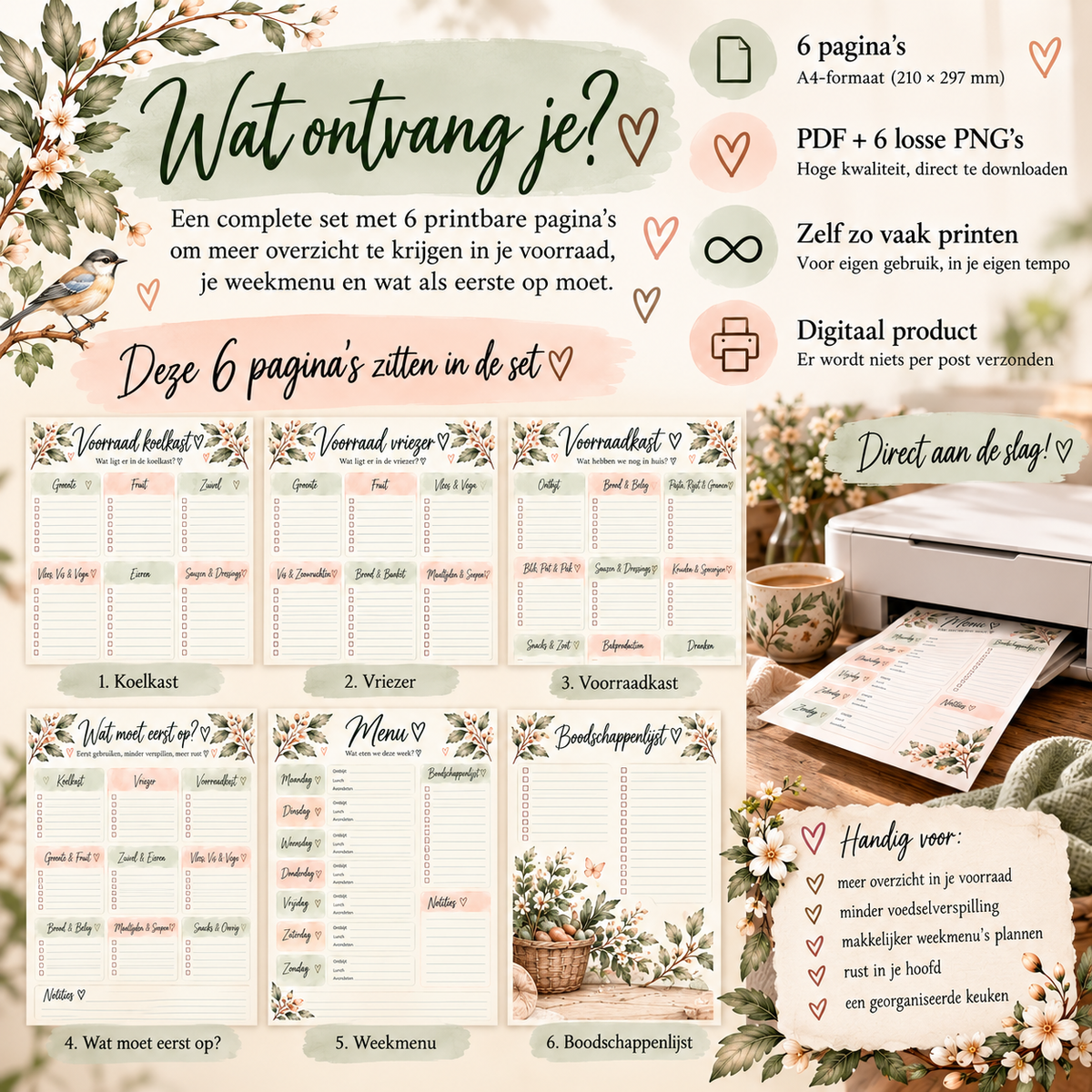 Voorraad & Weekplanner | 6 printbare A4 planners