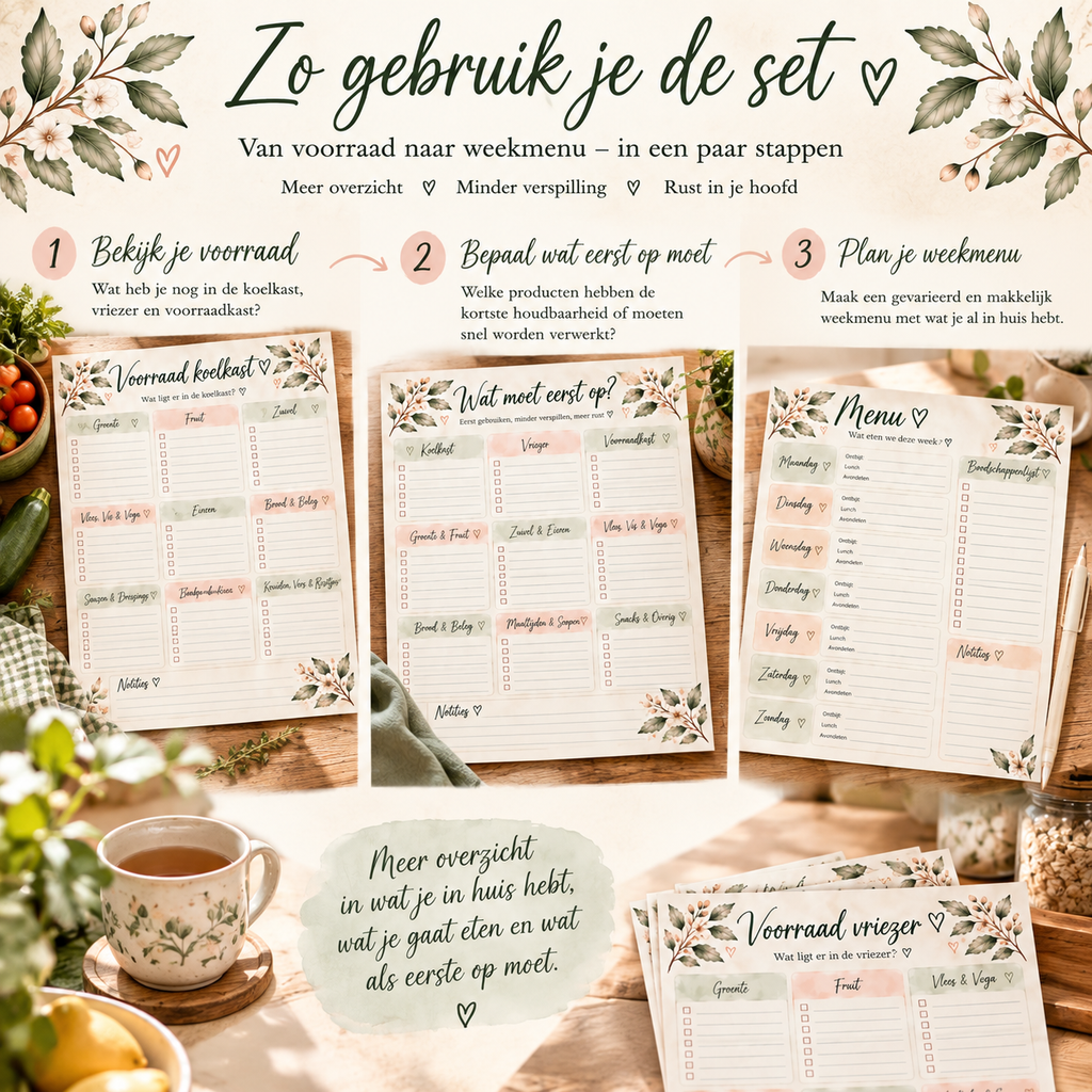 Voorraad & Weekplanner | 6 printbare A4 planners